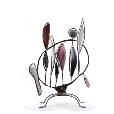 Orbit Photograph of Orbit by Brian Fell. A black, red white and black painted metal astract sculpture