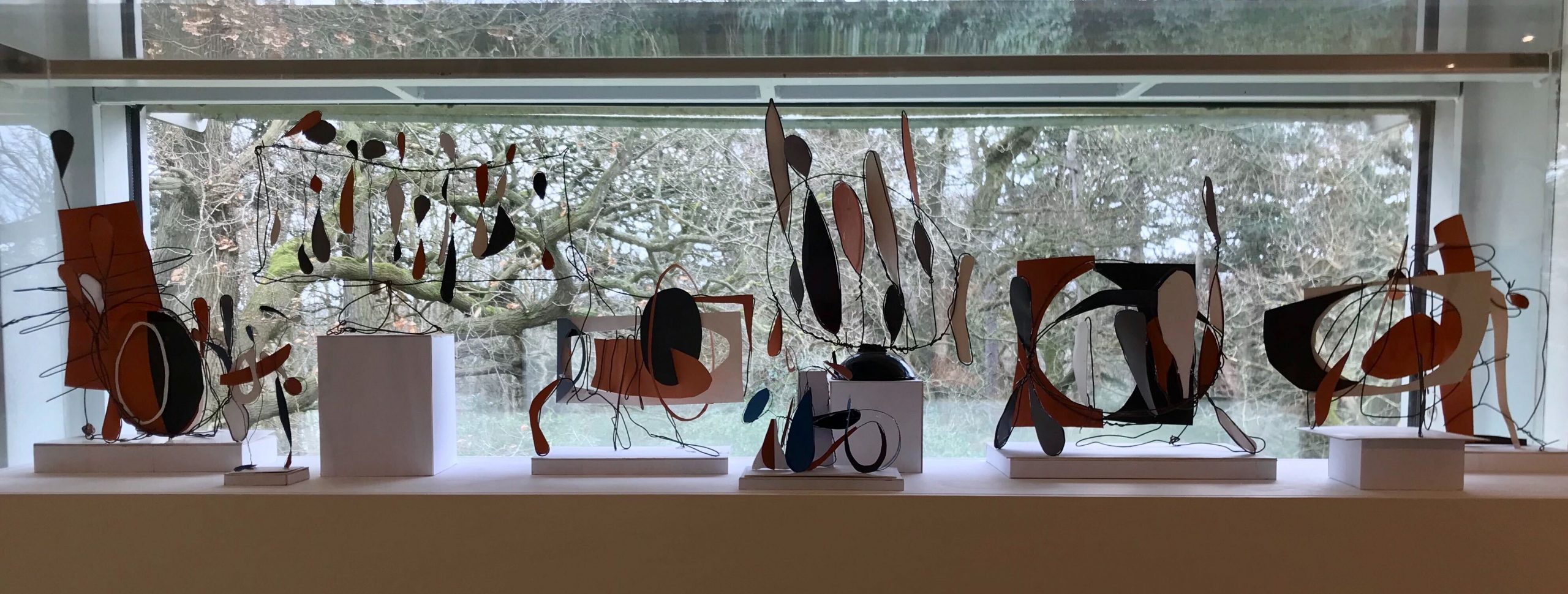 Photograph of various abstract paper and card contructions by Brian Fell at the YSP