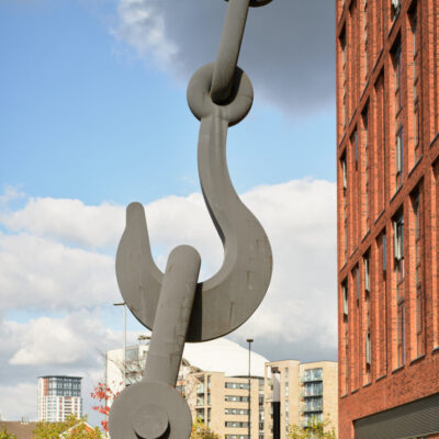 Skyhook Statues in Trafford Park by Brian Fell