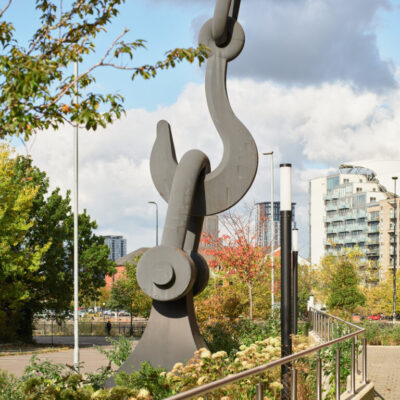 Skyhook Statues in Trafford Park by Brian Fell