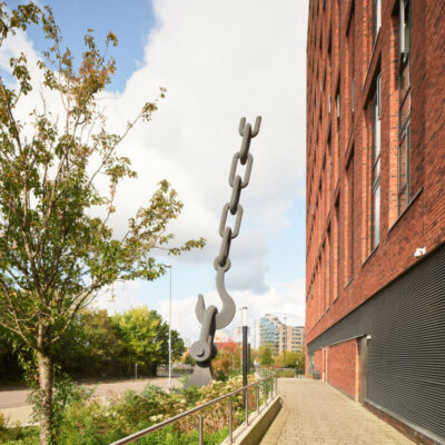 Skyhook Statues in Trafford Park by Brian Fell