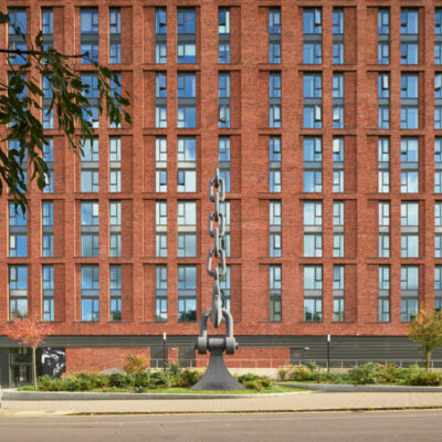 Skyhook Statues in Trafford Park by Brian Fell