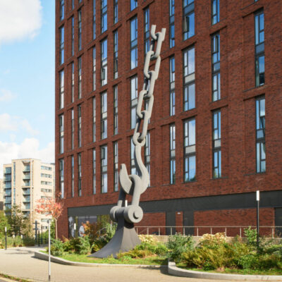 Skyhook Statues in Trafford Park by Brian Fell