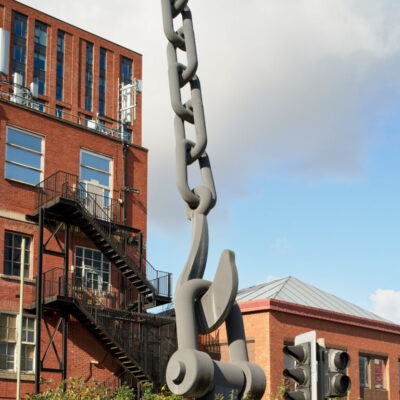 Skyhook Statues in Trafford Park by Brian Fell